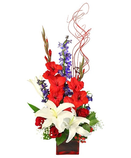 red white and blue lilies Victory Fireworks