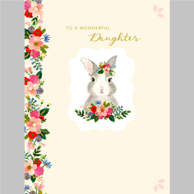 Greeting card Gray Floral Bunny