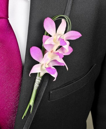 Chic Pink Orchid Boutonniere