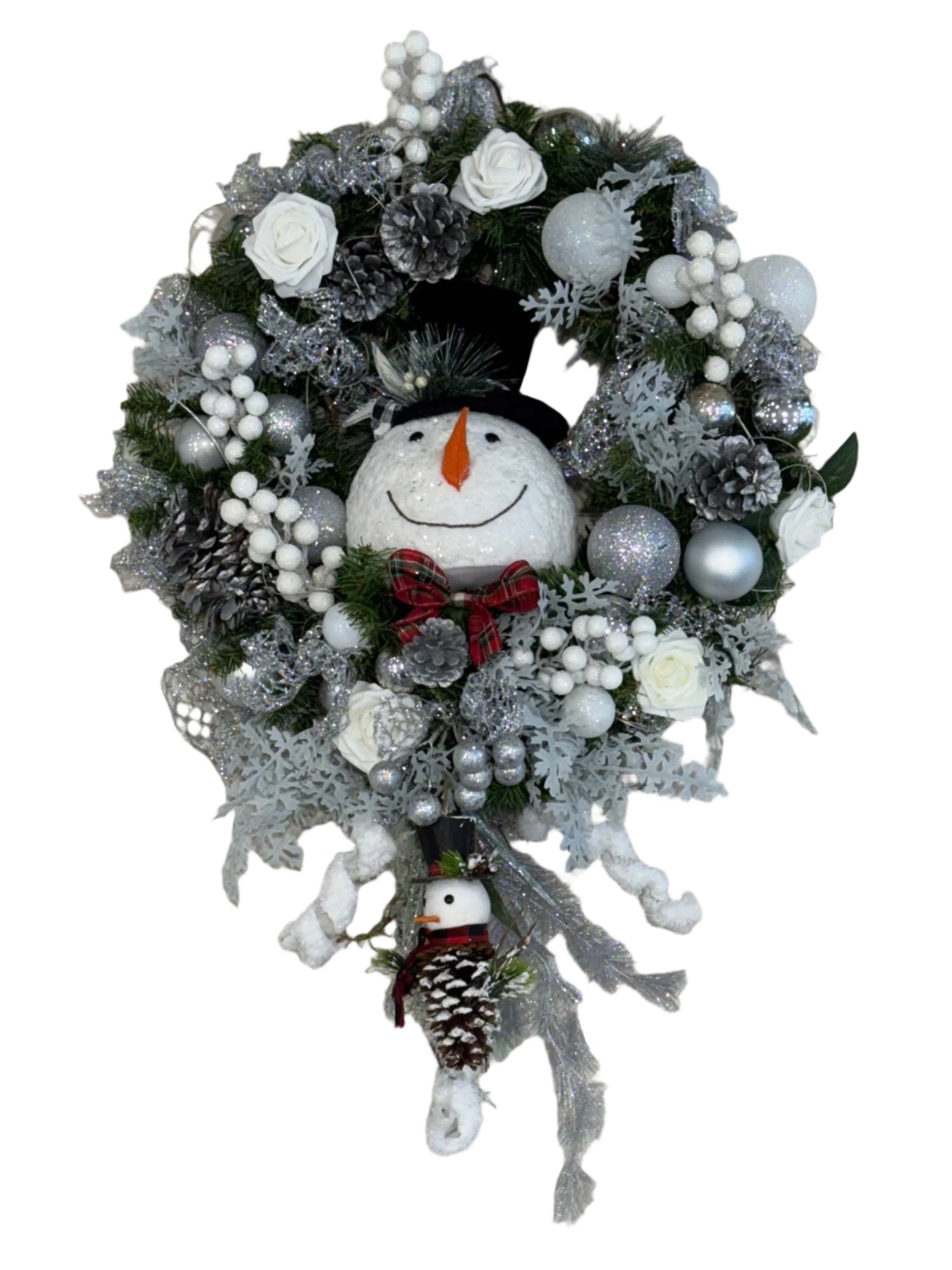 Snowman Silver and White Wreath