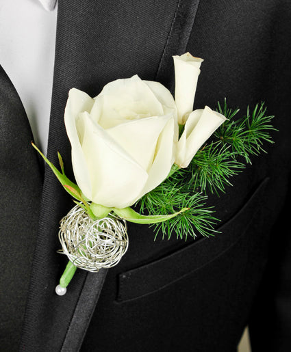 Sparkly White Boutonniere