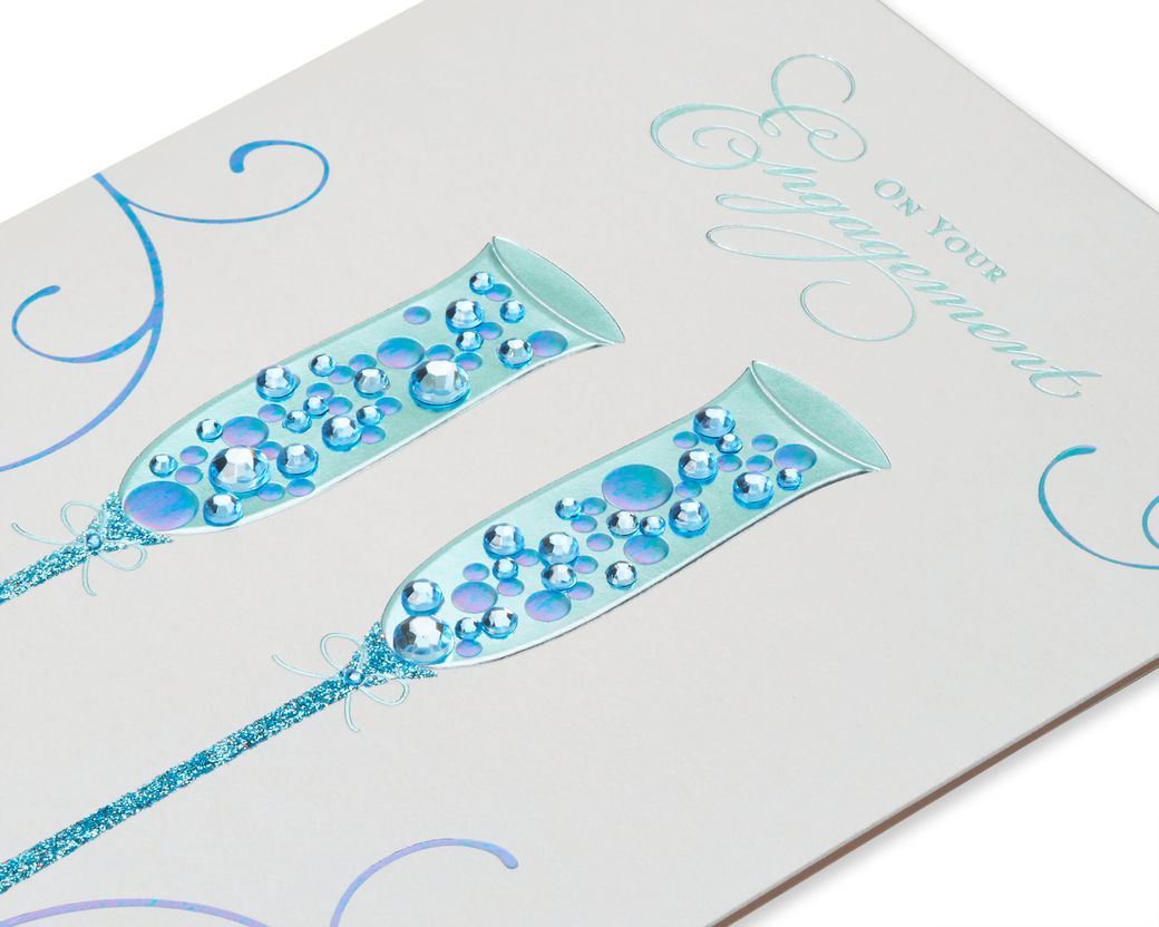 Blue Champagne Flute Wedding Greeting Card