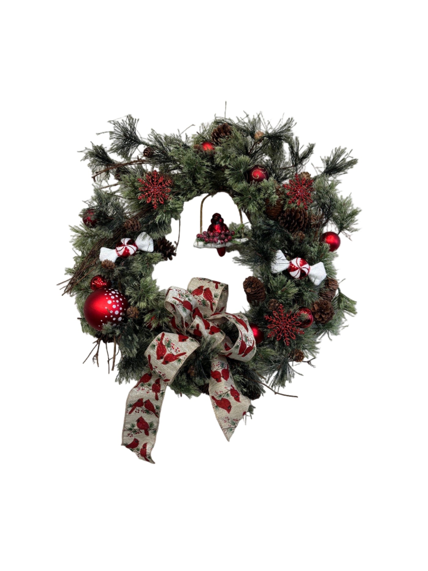 Cardinal Ornament Holiday Wreath