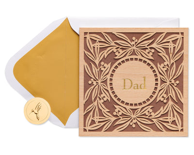 Wood Leaf Birthday Greeting Card for Dad