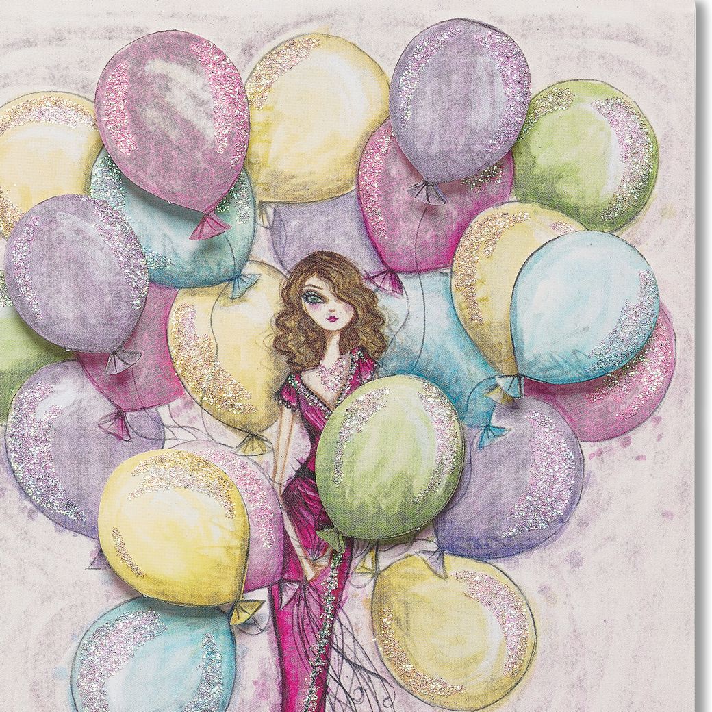 Girl with Balloons Birthday Greeting Card- Designed by Bella Pilar