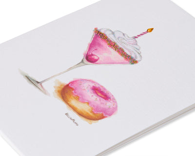 Martini and Donut Birthday Greeting Card – Designed by Bella Pilar