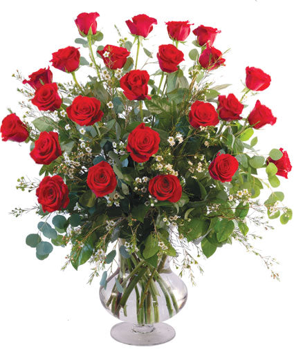 Two Dozen Red Roses | Classic Rose Arrangement in Elegant Vase